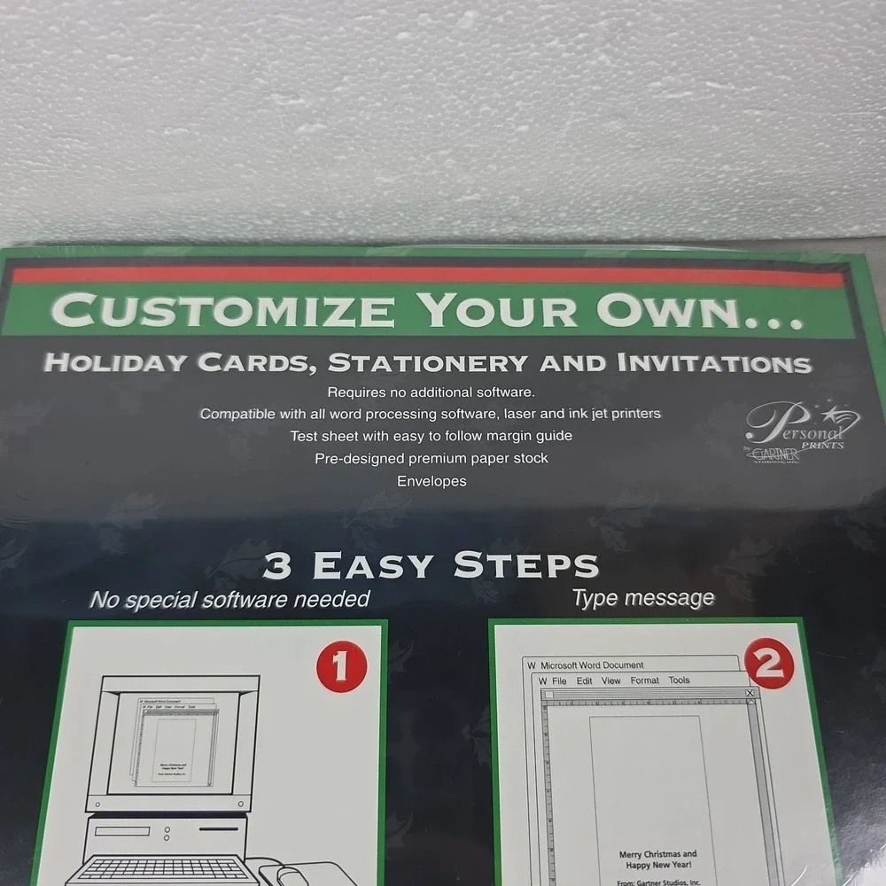 Create Your Own Holiday Greeting Cards Christmas Ink Jet Gartner 12 Cards